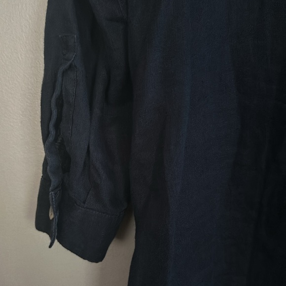 J. Jill women love linen 100% linen navy blue button down tunic blouse - Picture 11 of 11